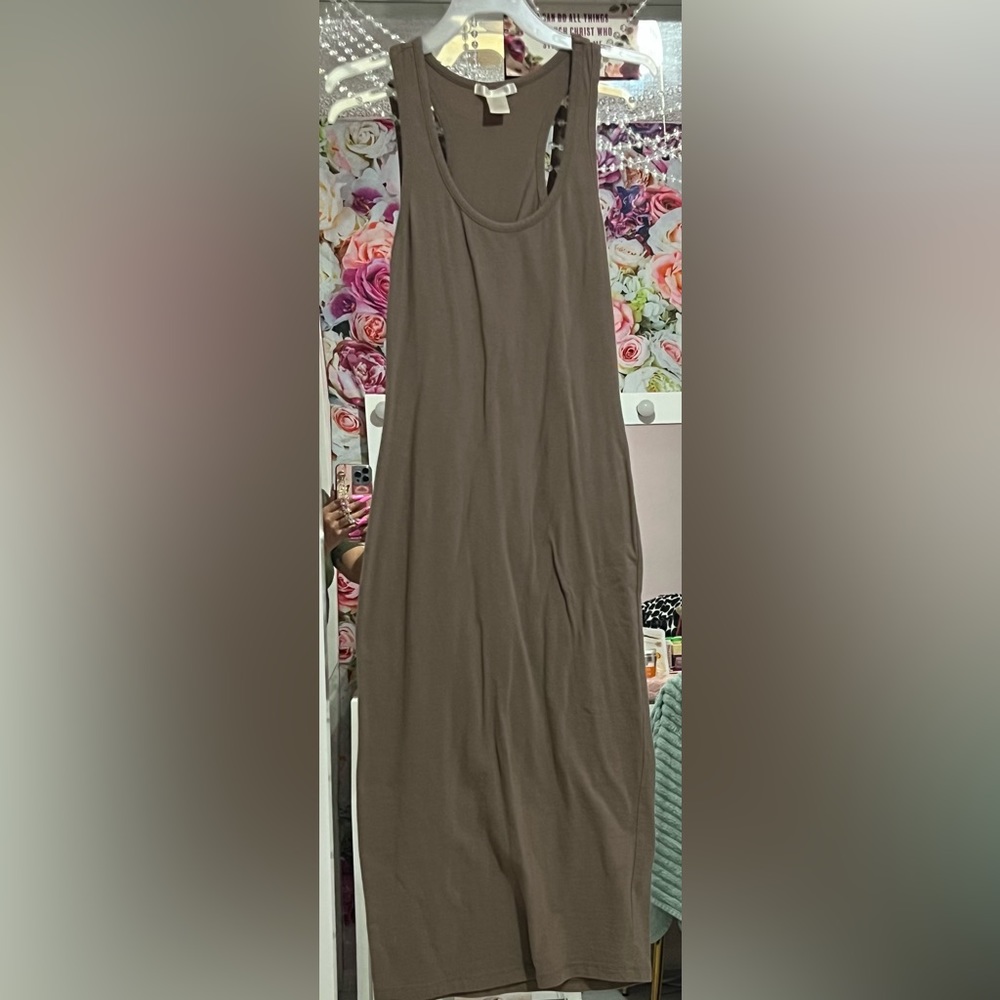 Tan racer back fitted dress